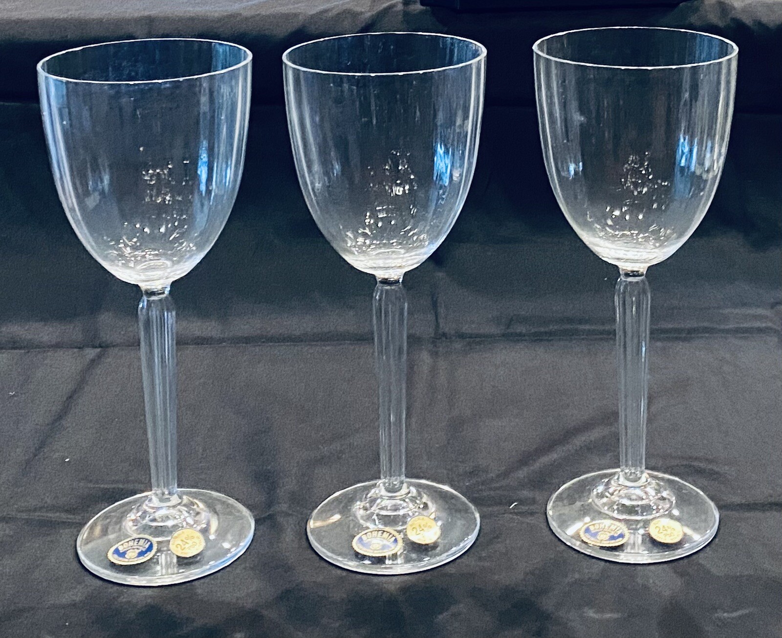 VINTAGE Bohemia Crystal Wine Glasses 8 oz. ROSE Ridged 3Piece Set eBay