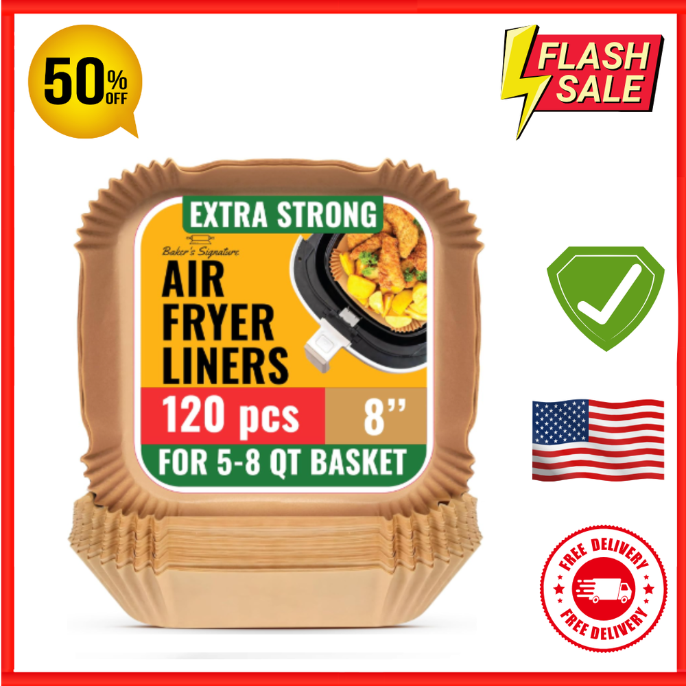 Air Fryer Paper Liners, 120Pcs Air Fryer Disposable Liners, Non-Stick and Oil...