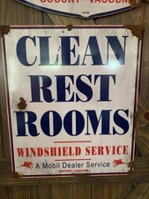 Antique-barn Find Look Mobil Pegasus Oil  Dealer Gas Pump Restroom Sales Sign