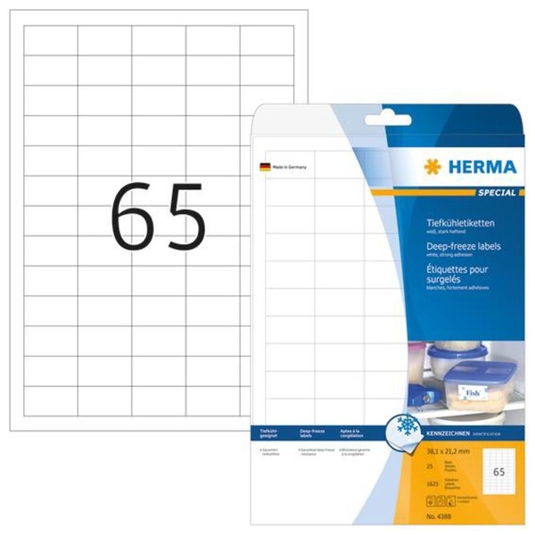 Herma 4388 TiefküHletiketten A4 38,1X21,2Mm 1625 StüCk Papier Matt Weiß-image