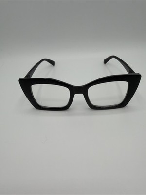Brille ohne Korrektur Damen Oversize Schwarz Neu V11