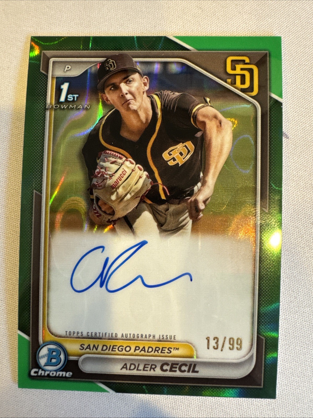 2024 Bowman Chrome - Prospect Auto Adler Cecil #CPA-CA Green Lava /99