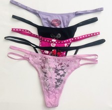 Victoria  s Secret PINK Thong Panties Lot Lace Rhinestone Polka Dot Mixed Small