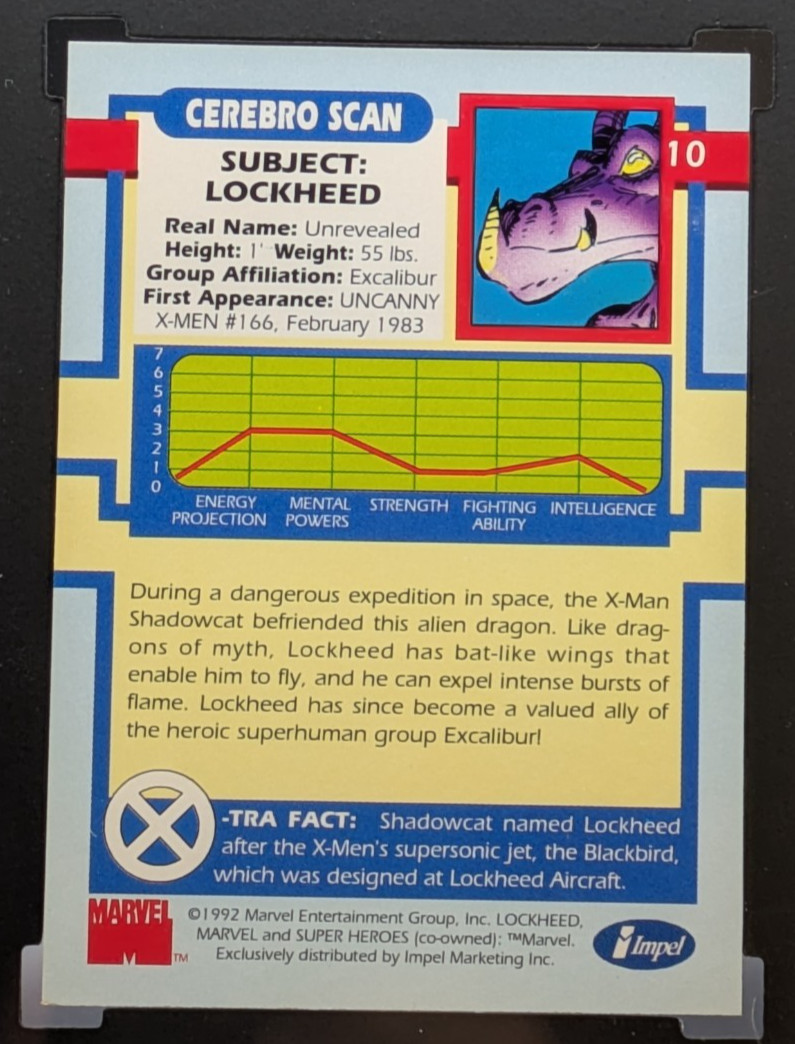 1992 Impel Marvel X-Men Super Heroes #10 Lockheed - SGC 10 GEM MINT view 5