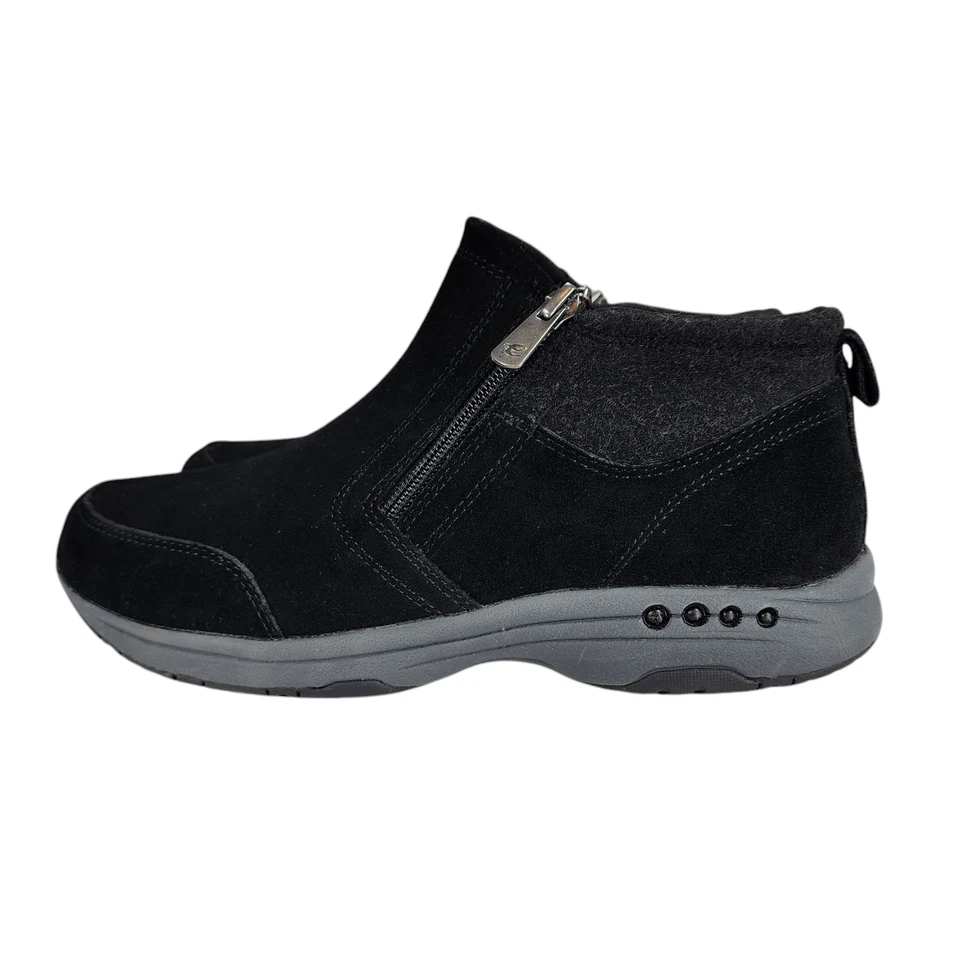 Easy Spirit Tshuffle Ankle Boots sz 10.5 M Women Suede Leather Black Zippers - Image 3 of 4