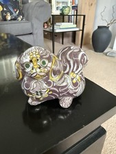 Vintage Purple Enamel Foo Dog Chinese Guardian Lion Figurine