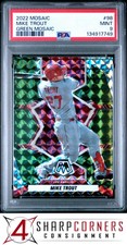 2022 PANINI MOSAIC GREEN PRIZM #98 MIKE TROUT POP 2 PSA 9