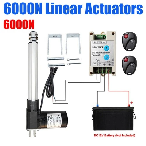 12V Linear Actuator 6000N/1320lbs Max Lift Heavy Duty W/ Controller for Auto Car
