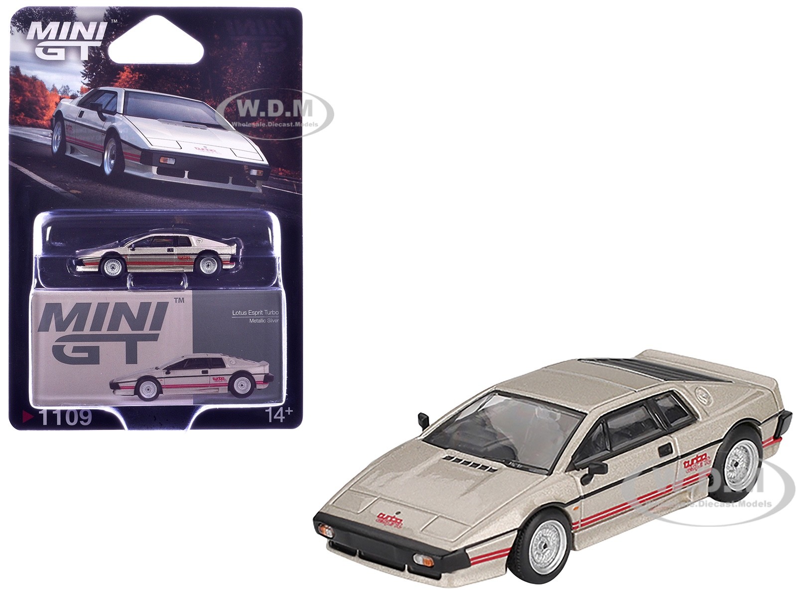 Lotus Esprit Turbo Silver 1/64 Diecast Model Car By Mini Gt Mgt01109