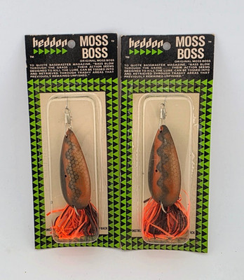 (2) Vintage Heddon Moss Boss Top Water Fishing Lures Lot of 2 - 3/8 oz