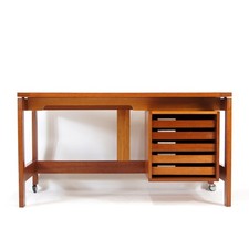 Retro Vintage Danish Single Pedestal Writing Office Desk Mid Century Teak 1960s