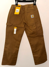 New CARHARTT Youth Loose Fit Canvas Utility Work Pants sz 8 Brown CK8311