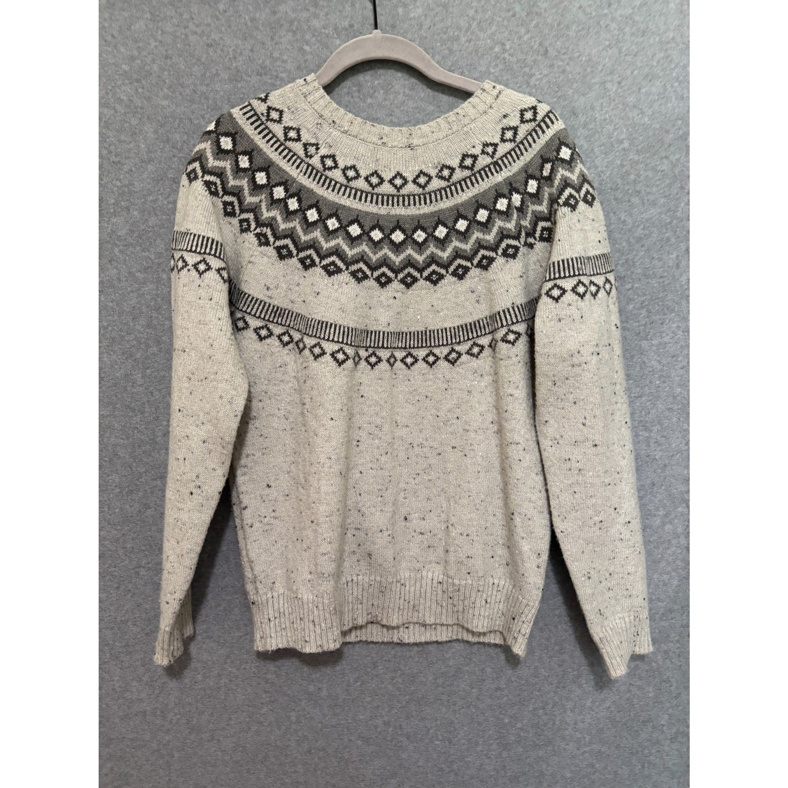 Weatherproof Vintage Fair Isle Sweater Women’s M Gray Nordic Cozy Cabincore