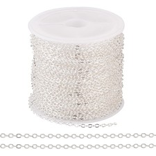 32.81 Feet Flat Oval Iron Cable Chains 2.5x2x0.3mm Silver Metal Jewelry Link ...