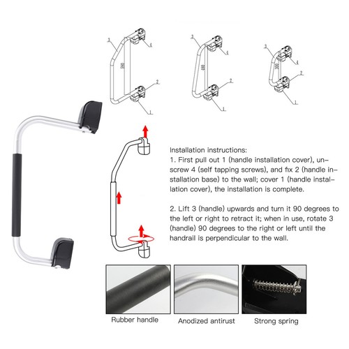  RV Hand Rail Locking Folding Aluminum Alloy Grab Handle Safe Entry Assist - Picture 7 of 12