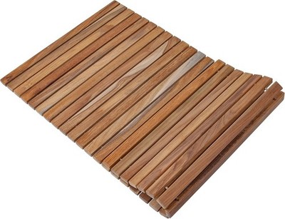 Nordic Teak Wood String Roll Up Wood Mat In/Outdoor 40''X20''  Sauna Pool Bath Spa