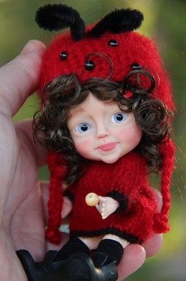 OOAK Little Palm Darling  Dotty Lovebug ~ by iCukla 5''/13 cm Tiny BJD Doll