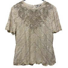 Vintage 100 Silk Papell Boutique Evening Sequin Beaded Top