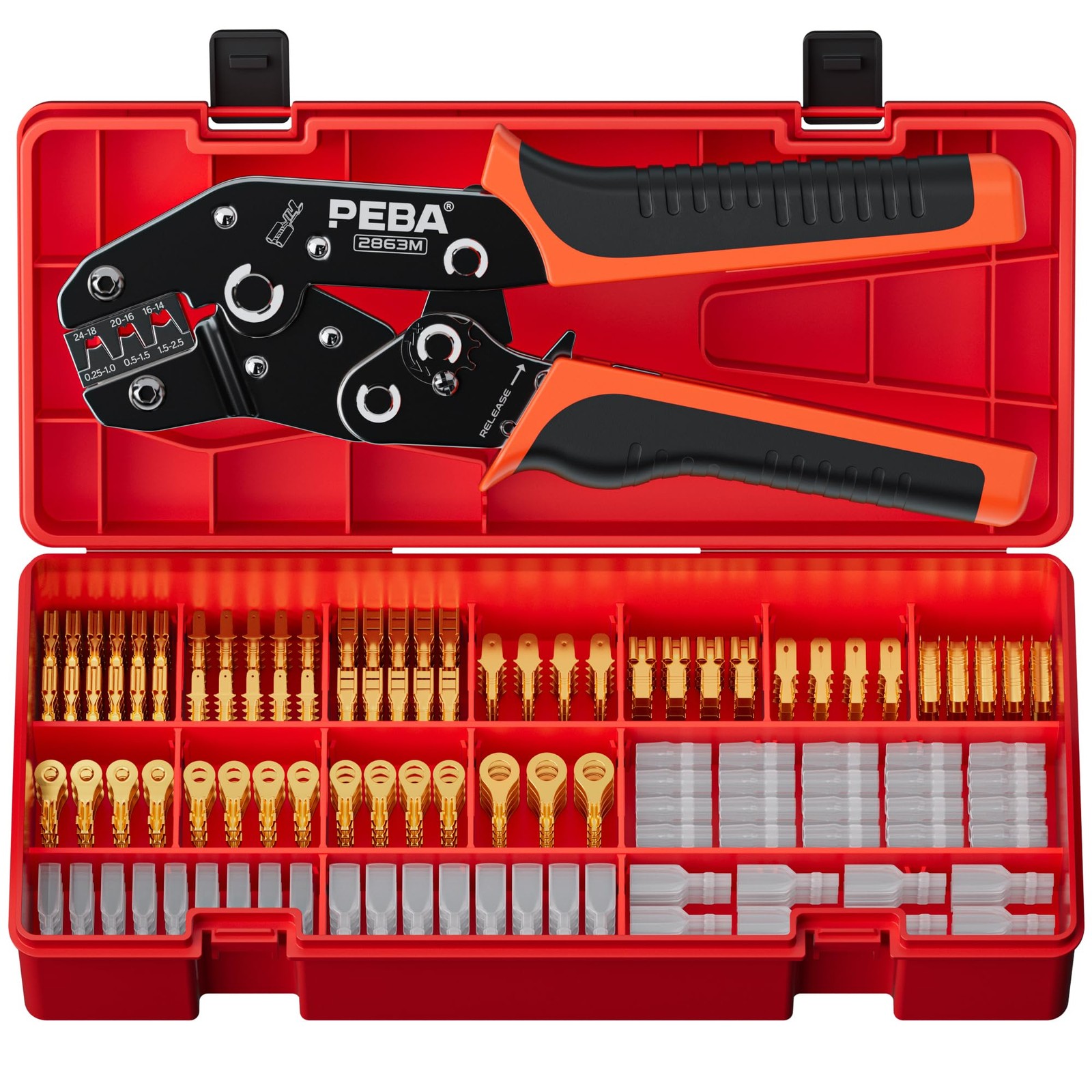 Kit de herramientas de prensado de conector de terminal abierto PEBA 10 tipos de cable de empalme rápido spa...