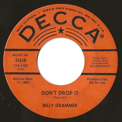 Billy Grammer - Don't Drop It / I Saw Your Face In The Moon (7'', Promo)