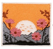 Flowers Moonlight Sunrise Landscape Embroidered Patch