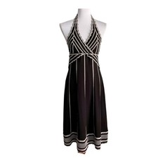 ELIZA J Black Halter Dress Size 12 Chiffon Backless A-line Special Occasion