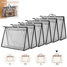 6PCS Dust Bags for Handbags Clear Purse Storage Organizer Non-Woven Hanging B...
