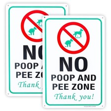 2 Pack No Pee and Poop Zone Dog Yard Sign, 12"x 8" 12'' x 8'', Red, Black