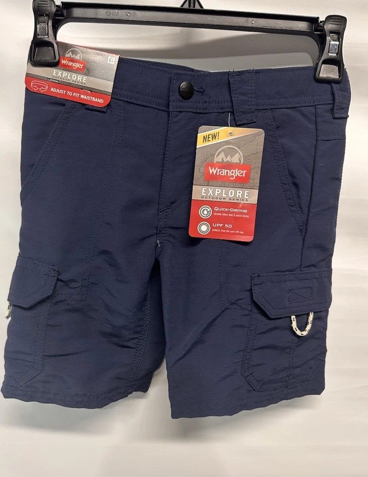 Wrangler Explore Boys Blue Cargo Shorts NEW Adjustable Waistband Size 4 - Image 3 of 4