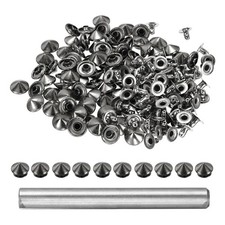 100pcs Round Studs Rivet 10mm Rapid Punk Spikes Leathercraft Decoration, Grey