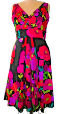 Suzi Chin for Maggy Boutique Black Poppy Floral Print Dress Size 12