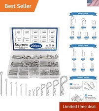 Versatile 200pcs Cotter Pin Assortment - Rust-Resistant 304 Stainless Steel Kit