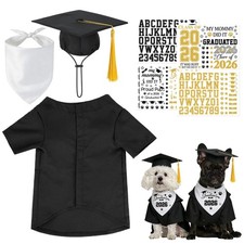 7 PCS Dog Cat Graduation Cap and Gown with Tassels Costume Set Include 2026 P...
