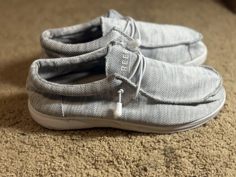 Mocasines Reef Para Hombre Talla 10 Gris Sin Cordones Cojín Costa Malla Surf Skate Grunge Foto 2 de 4