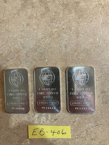 3 ENGLEHARD 1 OZ. .999 FINE SILVER BARS