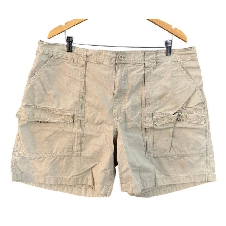 LL Bean Mens Cargo Shorts Size 42 Tan Ripstop Cotton Utility Hiking 0FVD8