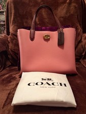 Coach Colorblock Leather Willow Tote 24 Crossbody Mauve Bubblegum Multi C8561