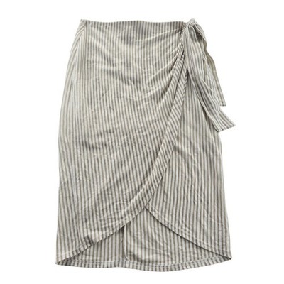 MPC Minkpink -1927 Striped Tie Wrap Skirt Beige Cream Knee Length Casual Medium