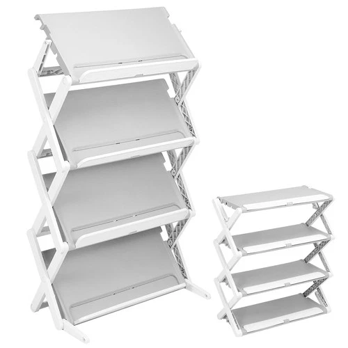 Adjustable 4-Tier Shoe Rack for Closet, Durable Plastic Multipurpose Display Rac