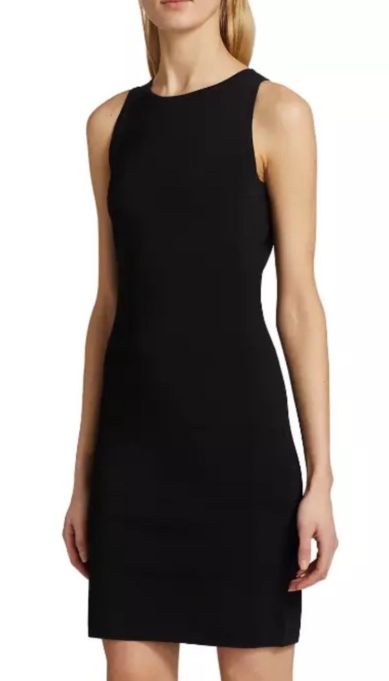 $375 Theory Women's Sleeveless Pointelle Black Glossed Dress LBD Sz M 🖤