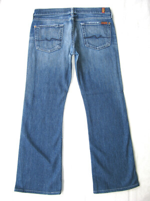 7 for all Mankind Bootcut Jeans Wm Sz 29 Distresssed+Stretch L28.5 Sz 30/31 Fit