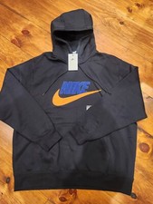 Nike Club Fleece Black Safety Orange Pullover Hoodie Men Size L FN3104-010 85