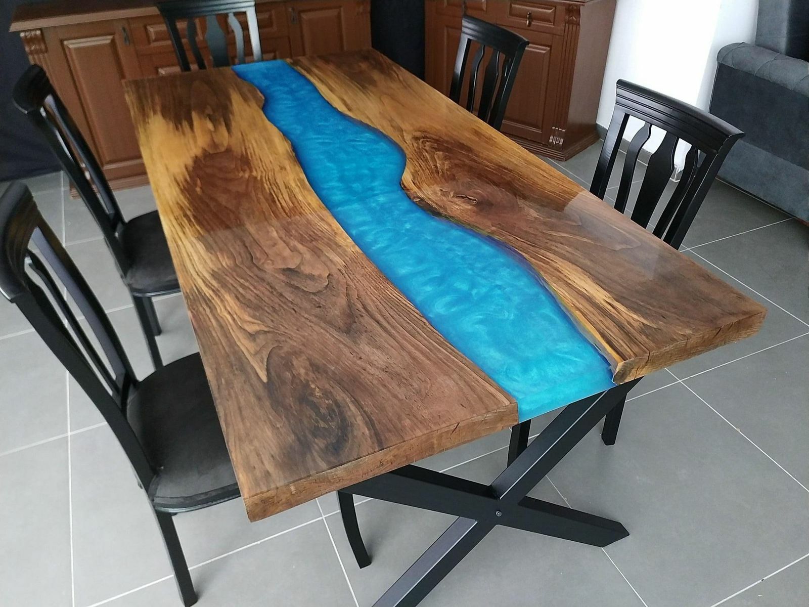 60x32 Custom Epoxy Resin Wood Table Top Centerpiece, Handmade to Order