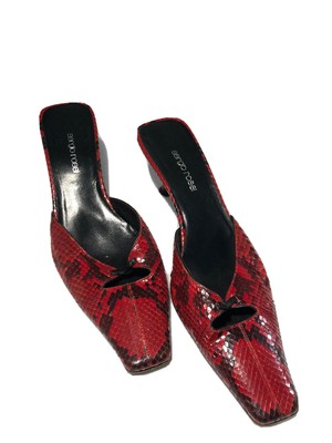 snakeskin mule shoes