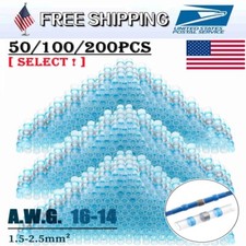 Seal Solder Sleeve Butt Terminals 16-14 AWG Heat Shrink Wire Connectors US Blue