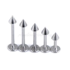 16g 14g Spike/ Cone Top Stainless Steel Labret Lip Monroe Cheek Tragus Ring Stud