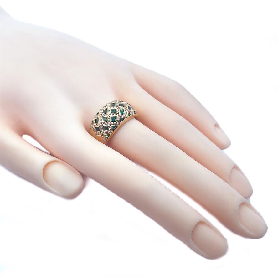 Kurt Wayne Diamond Emerald Ring Dome Diamond Desi… - image 2
