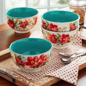 The Pioneer Woman Vintage Floral 4-Piece Footed Bowl Set ...