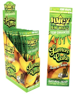 Juicy Jay LEMON CAKE Natural Enhanced  Wraps - SEALED BOX - 25 Packs of 2 Each