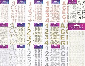 8 Fogli di Adesivi di Numeri Glitterati Alfabeto di Glitter in Colore Oro Argento Autoadesivo Etichette di Lettere DIY di Stampa a Caldo Biglietto di Auguri per Decorazione Casa Artigianato